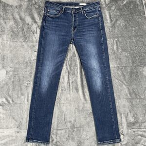 AllSaints Skinny Jeans Mens 34x30 Blue Slim Stretch Medium Wash Denim Button Fly